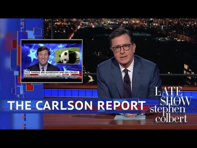 Stephen Colbert blows the lid off of Tucker Carlson's panda plagiarism on The Late Show