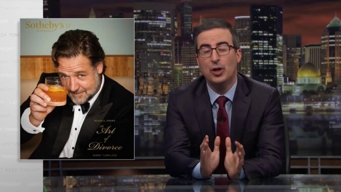 No, John Oliver did not buy that Russell Crowe leather jockstrap—except he totally did