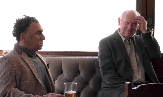 Westworld promotion drops extremely fucked-up looking robot in the middle of a pub 