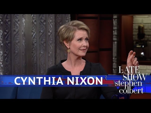 Cynthia Nixon assures Stephen Colbert she's "100 percent serious" about being New York's next governor