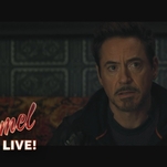 The Avengers split forces, deploy clips, and dodge spoilers on Jimmy Kimmel Live! and Late Night
