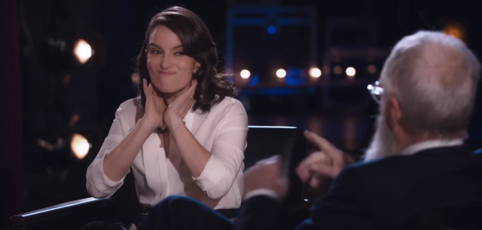 Tina Fey does an improv scene with David Letterman, swiftly owns him