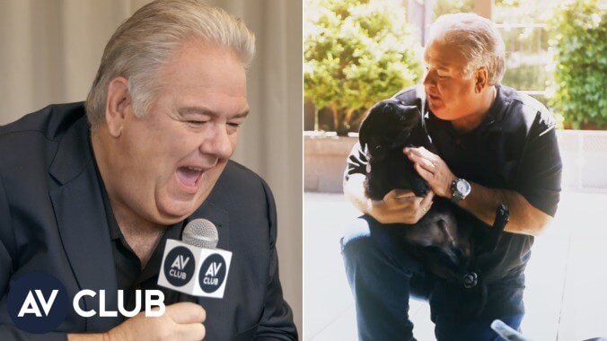 Jim O’Heir watches Jim O’Heir play with puppies