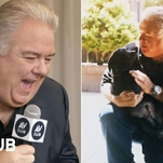 Jim O’Heir watches Jim O’Heir play with puppies