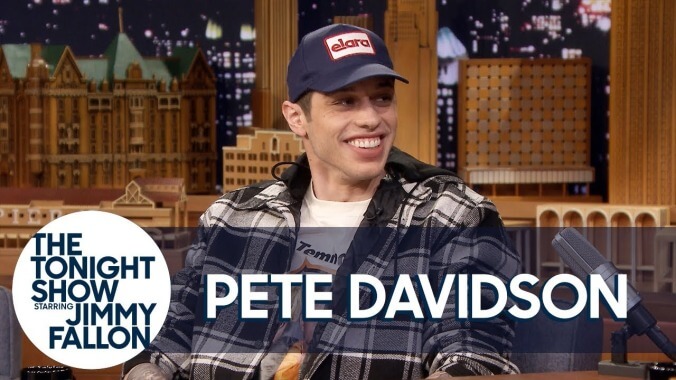 "Lucky motherfucker" Pete Davidson confirms his engagement and plugs someone else's movie on The Tonight Show