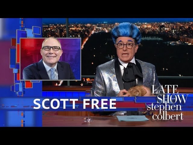 Stephen Colbert bids an appropriately toxic Hunger Games farewell to corrupt plutocrat Scott Pruitt