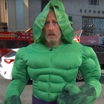 Jon Stewart is keeping busy cosplaying The Incredible Hulk on Hollywood Boulevard