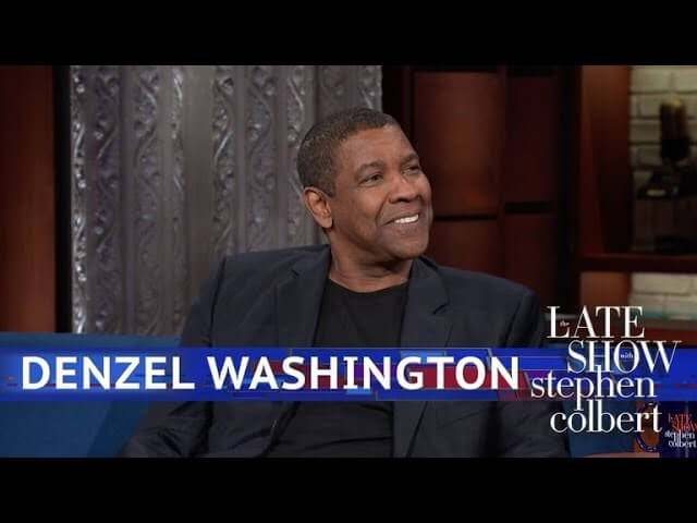 On The Late Show, Denzel Washington talks dinner with Mandela, being Black Panther's secret father