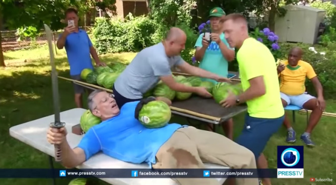 Modern-day samurai defeats 26 watermelons in glorious combat