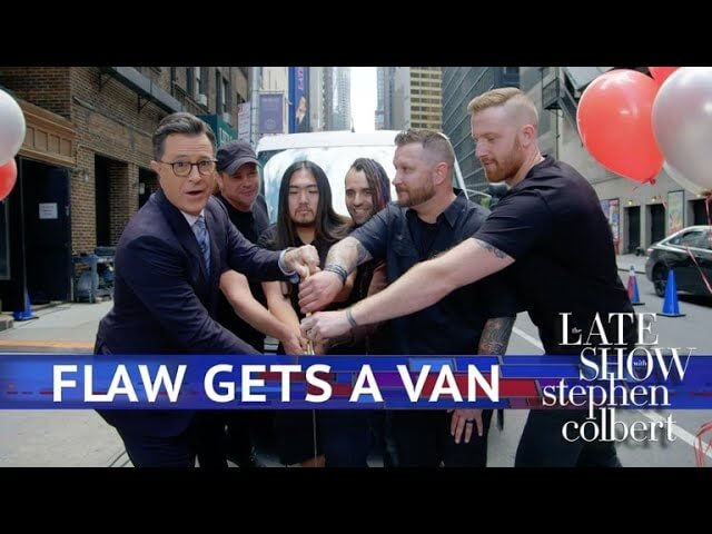 Stephen Colbert buys nü-metal band Flaw that van after all, you cheapskates