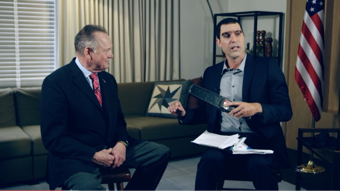 Watch Sacha Baron Cohen use his "pedophile detector" on Roy Moore