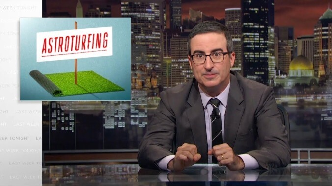 From paid protestors to Dr. Evil, John Oliver spotlights corporate-funded "astroturfing"