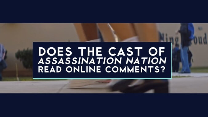 The cast of Assassination Nation reads the comments