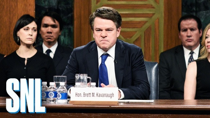 Matt Damon opens SNL's season as a belligerent, beer-bashing Brett Kavanaugh