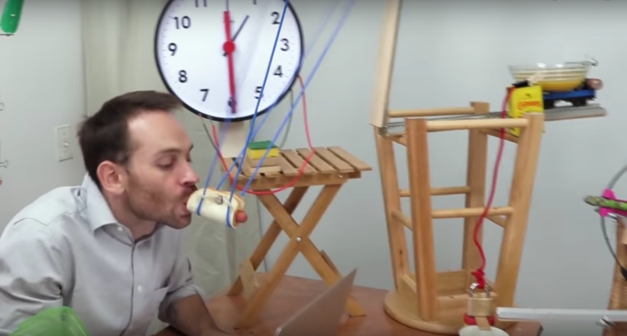 This man is legitimately living the Rube Goldberg lifestyle