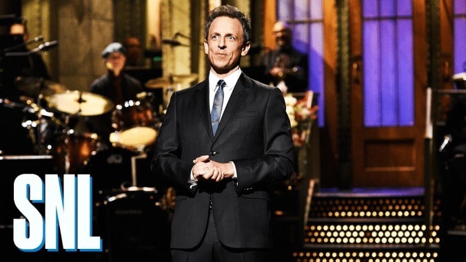 Even Seth Meyers can't focus the satire when he returns to Saturday Night Live