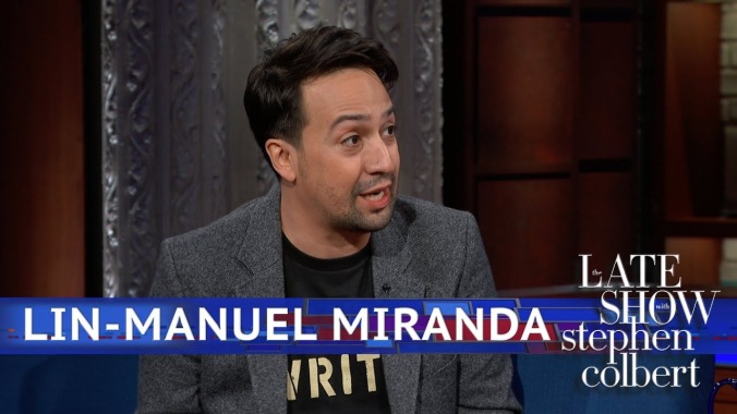 On The Late Show, Lin-Manuel Miranda talks Puerto Rico, his new book, and closing Hamilton's loop