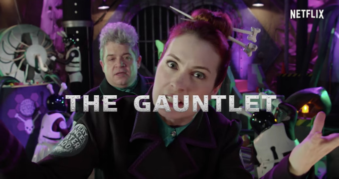 Jonah and the 'bots "binge the unbingeable binge" in the MST3K: The Gauntlet trailer