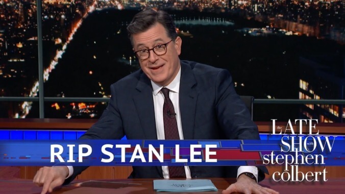 Stephen Colbert and Hugh Jackman say goodbye to Stan Lee on The Late Show