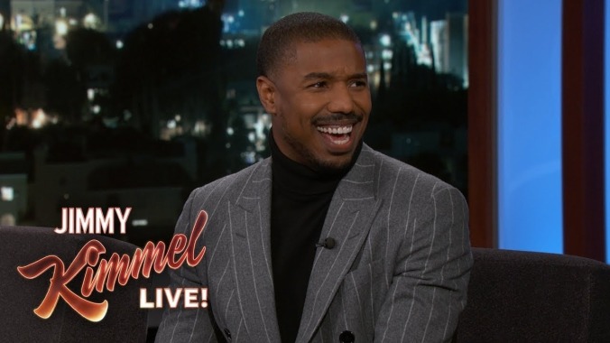 Michael B. Jordan hauls off and socks Jimmy Kimmel, Adonis Creed-style