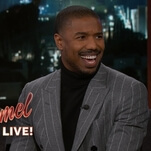 Michael B. Jordan hauls off and socks Jimmy Kimmel, Adonis Creed-style