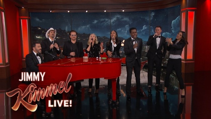 Jimmy Kimmel and pals unite to fight AIDS, singing the celebrity anthem, "We're Going To Hell"