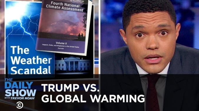 Trevor Noah mocks the rising tide of climate change deniers on cable news