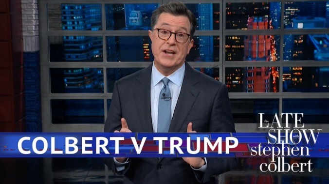 Stephen Colbert accuses Donald Trump of stealing his material