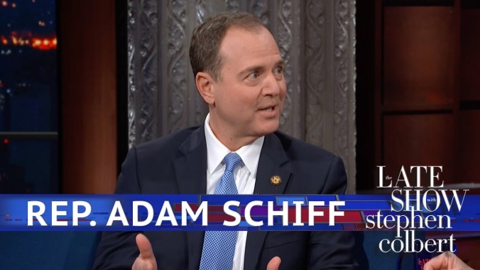 Stephen Colbert to incoming intelligence head Adam Schiff: "I've never seen you look this happy"