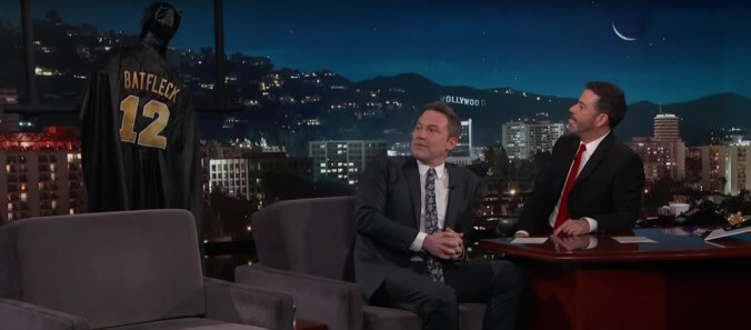 Ben Affleck celebrates freedom from Batman by banishing costume to late show ceiling rafters