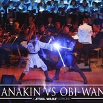 Watch Anakin and Obi-Wan’s
lightsaber duel reenacted in front of a massive orchestra