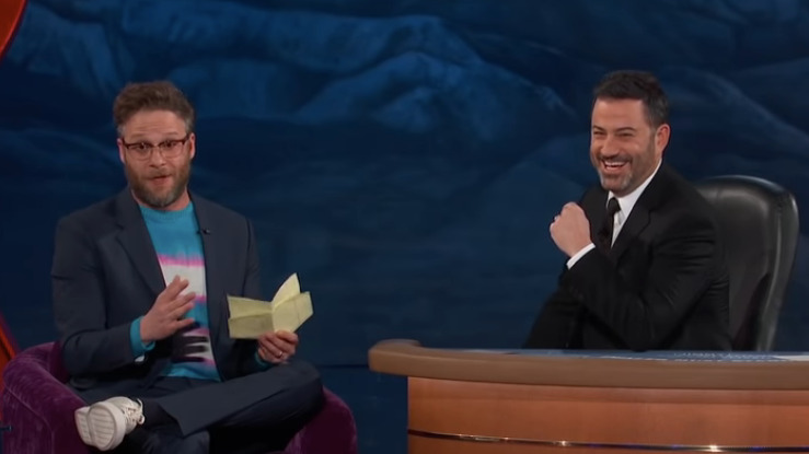 In Las Vegas, Seth Rogen shares his long trail of Vegas misadventures with Jimmy Kimmel