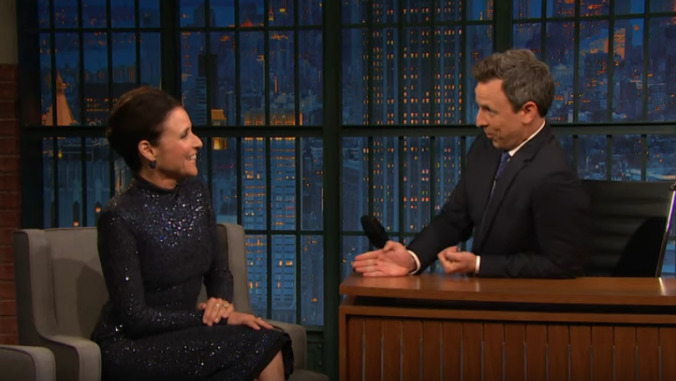 Julia Louis-Dreyfus and Seth Meyers talk shop about making politics funny in a Donald Trump world