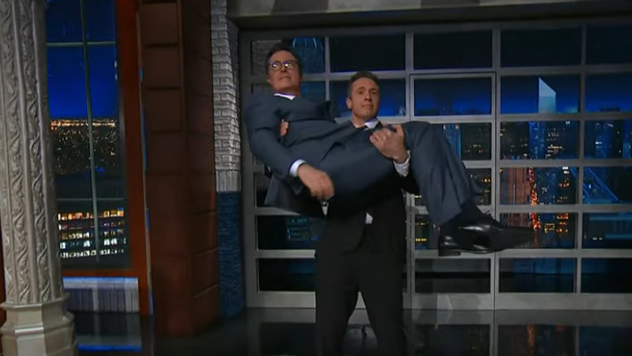 Stephen Colbert and Chris Cuomo get sweaty in their pursuit of the truth on The Late Show