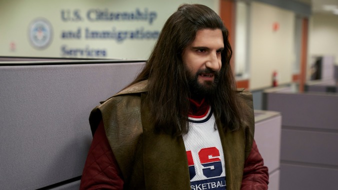 Nandor enters the Dunk Zone on a patriotic What We Do In The Shadows