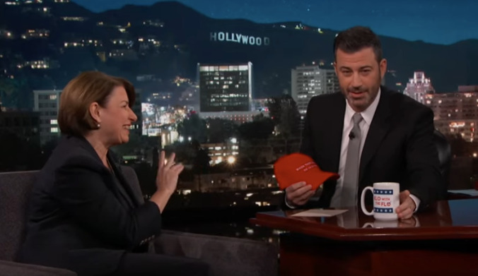 Jimmy Kimmel spins the Democratic presidential candidate guest wheel, lands on Amy Klobuchar