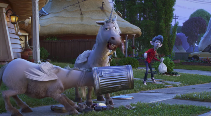 Unicorns gobble garbage in the first trailer for Pixar's new suburban fantasy, Onward