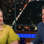 Stephen Colbert challenges champion weeper Elisabeth Moss to a cry-off