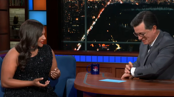 Mindy Kaling and Stephen Colbert swap Late Night advice, like turning off your damn watch phone