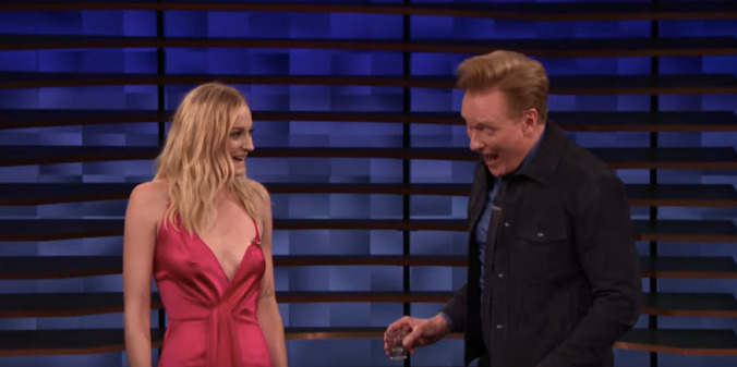 Sophie Turner and Conan O'Brien play tequila slaps, which is just what it sounds like