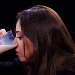 Hey, let's watch Aubrey Plaza pour milk into her nostrils