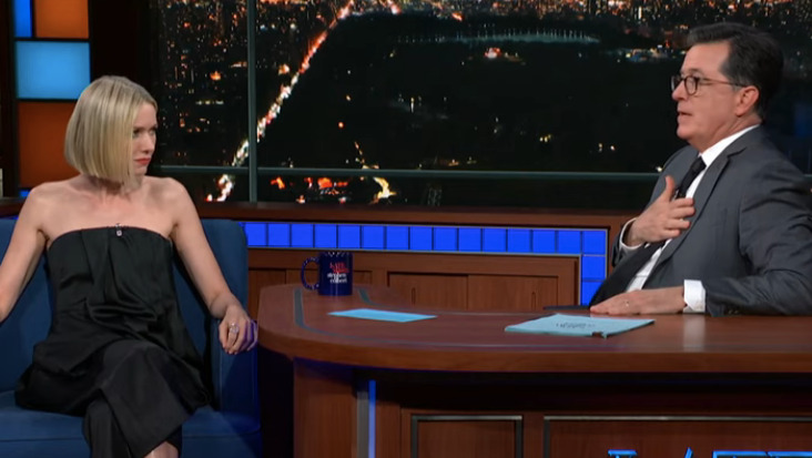 On The Late Show, Naomi Watts shows off her scream queen pipes, stays mum on the Game Of Thrones prequel