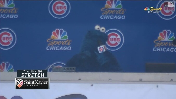 Watch Cookie Monster lead the 7th-inning stretch at Wrigley Field