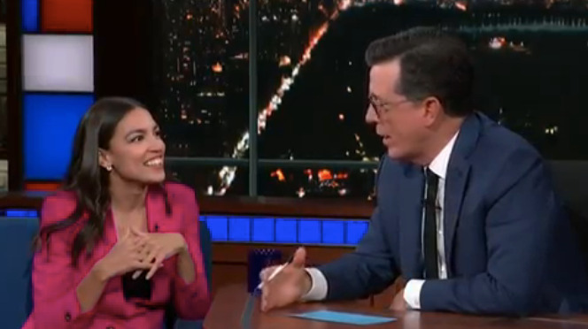 On a live, post-debate Late Show, AOC names the winners, which Trump staffer gets jailed next