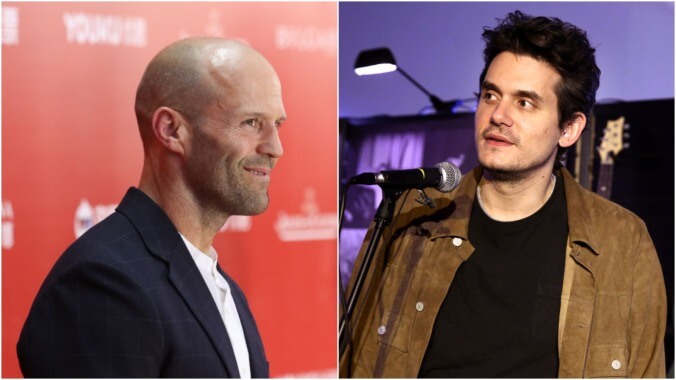 Here's Jason Statham, John Mayer, and Max Holloway just kicking caps off of bottles