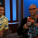 Dave Bautista finally gets his Stuber wrap gift from Kumail Nanjiani on Jimmy Kimmel Live!