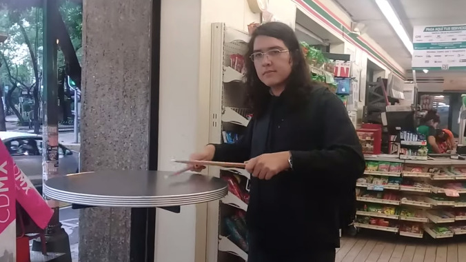 Dude plays a 7:11 polyrhythm at a 7-Eleven on July 11 at 7:11 p.m. for 7 minutes and 11 seconds