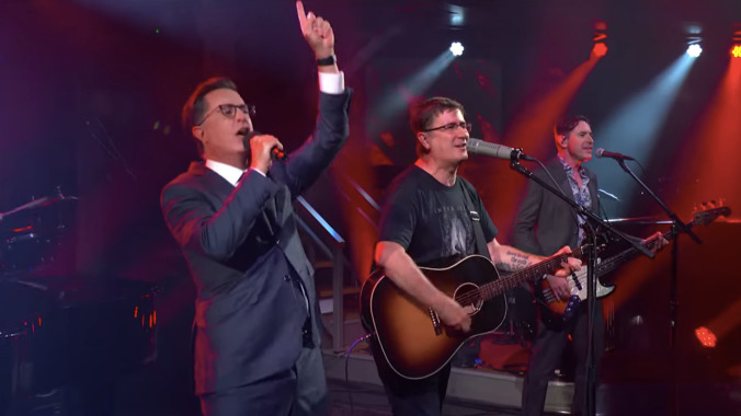 Watch Stephen Colbert make it through "This Year" with The Mountain Goats