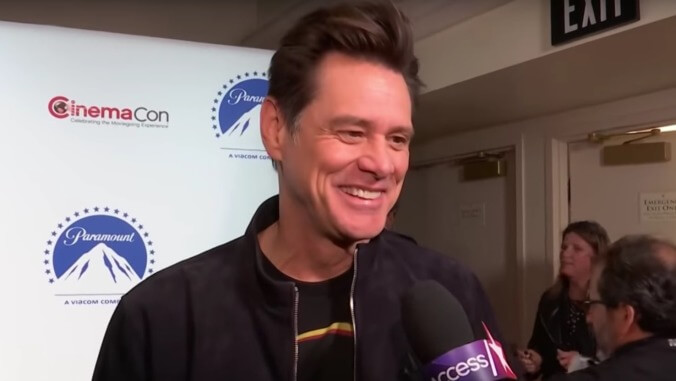 Despite what this interviewer repeatedly insists, Jim Carrey is not playing Sonic The Hedgehog