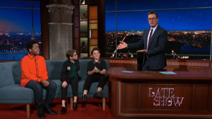 Stephen Colbert quizzes the cast of Good Boys, who, indeed, seem like very good boys